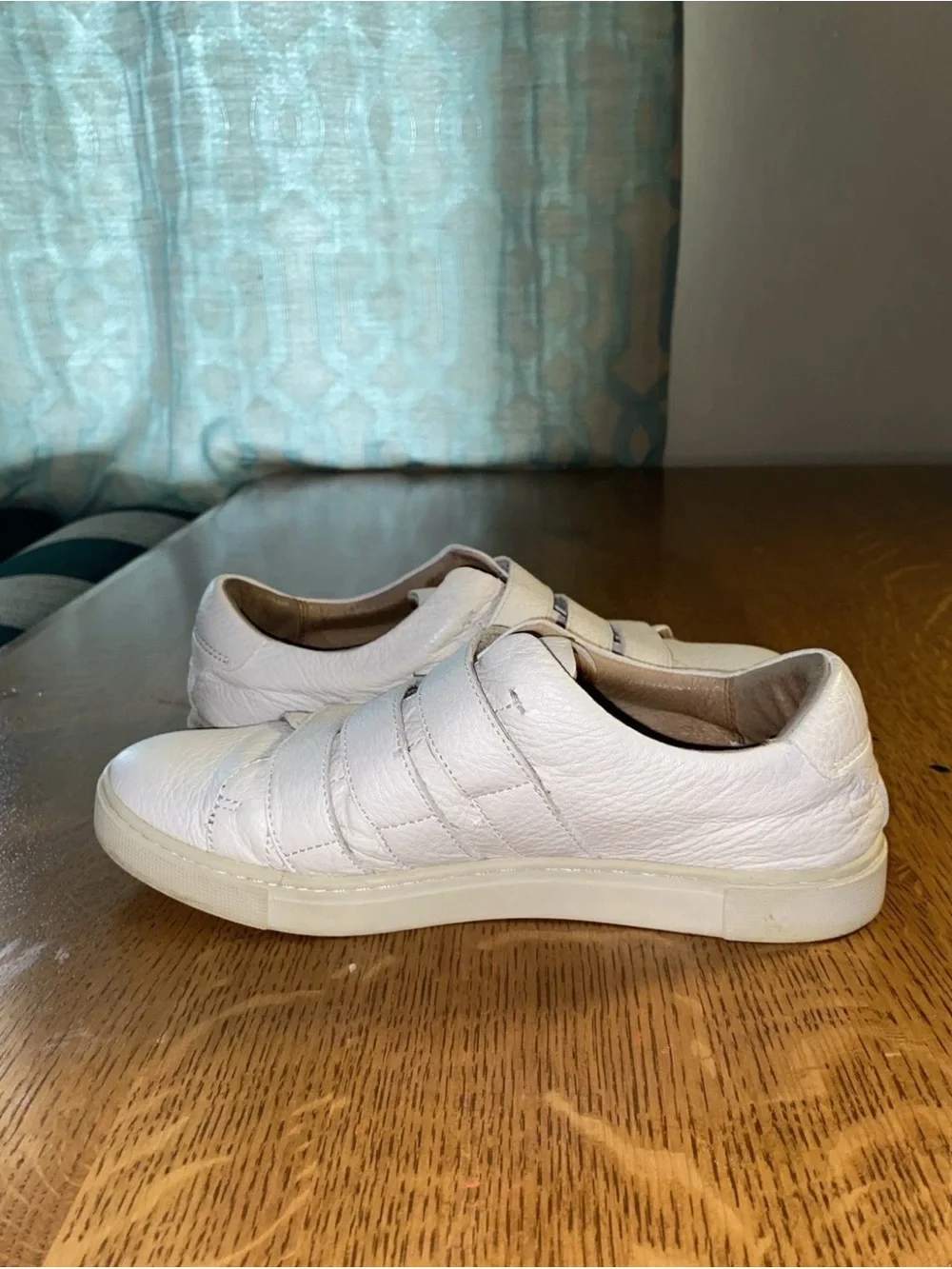 Frye White Leather Velcro Strap Sneakers
